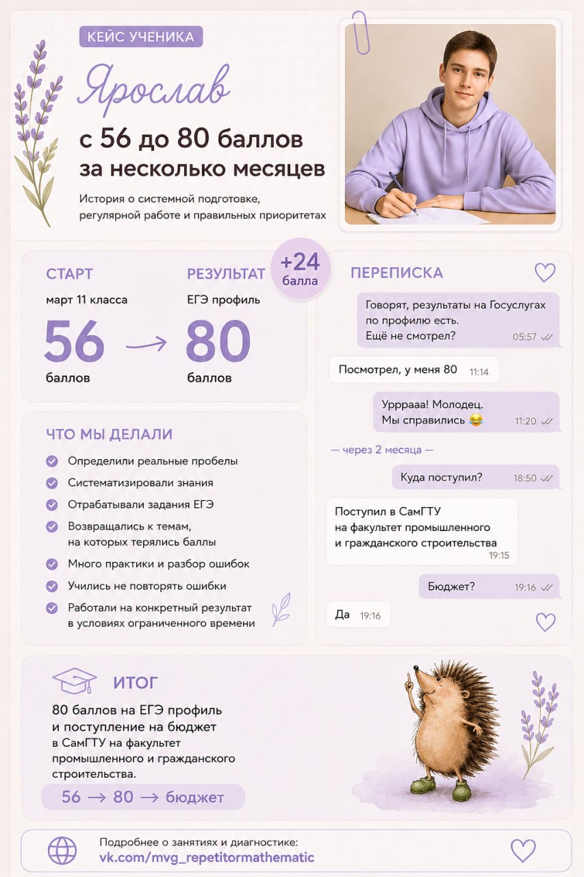 Кейс ученика Ярослав: с 56 до 80 баллов